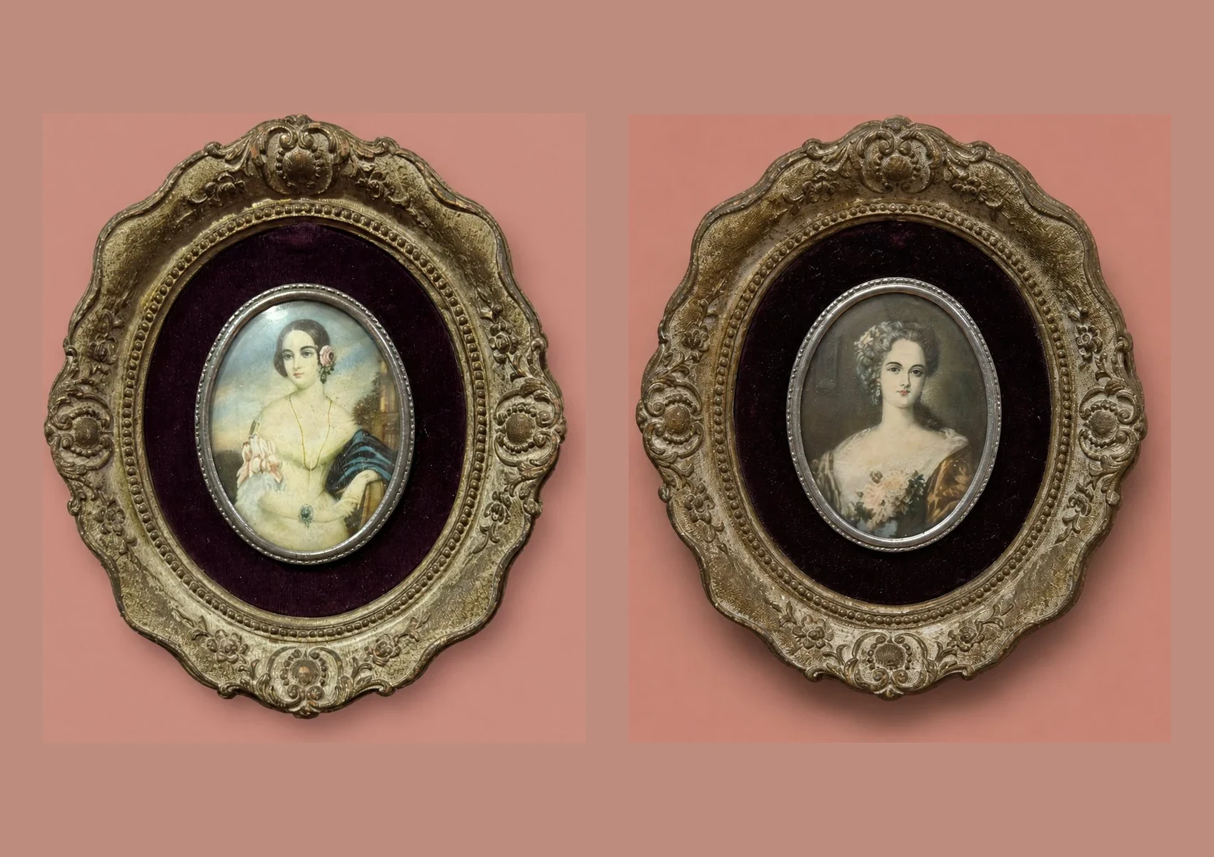 Portrait Miniatures of Women (Pair) by Artist unknown