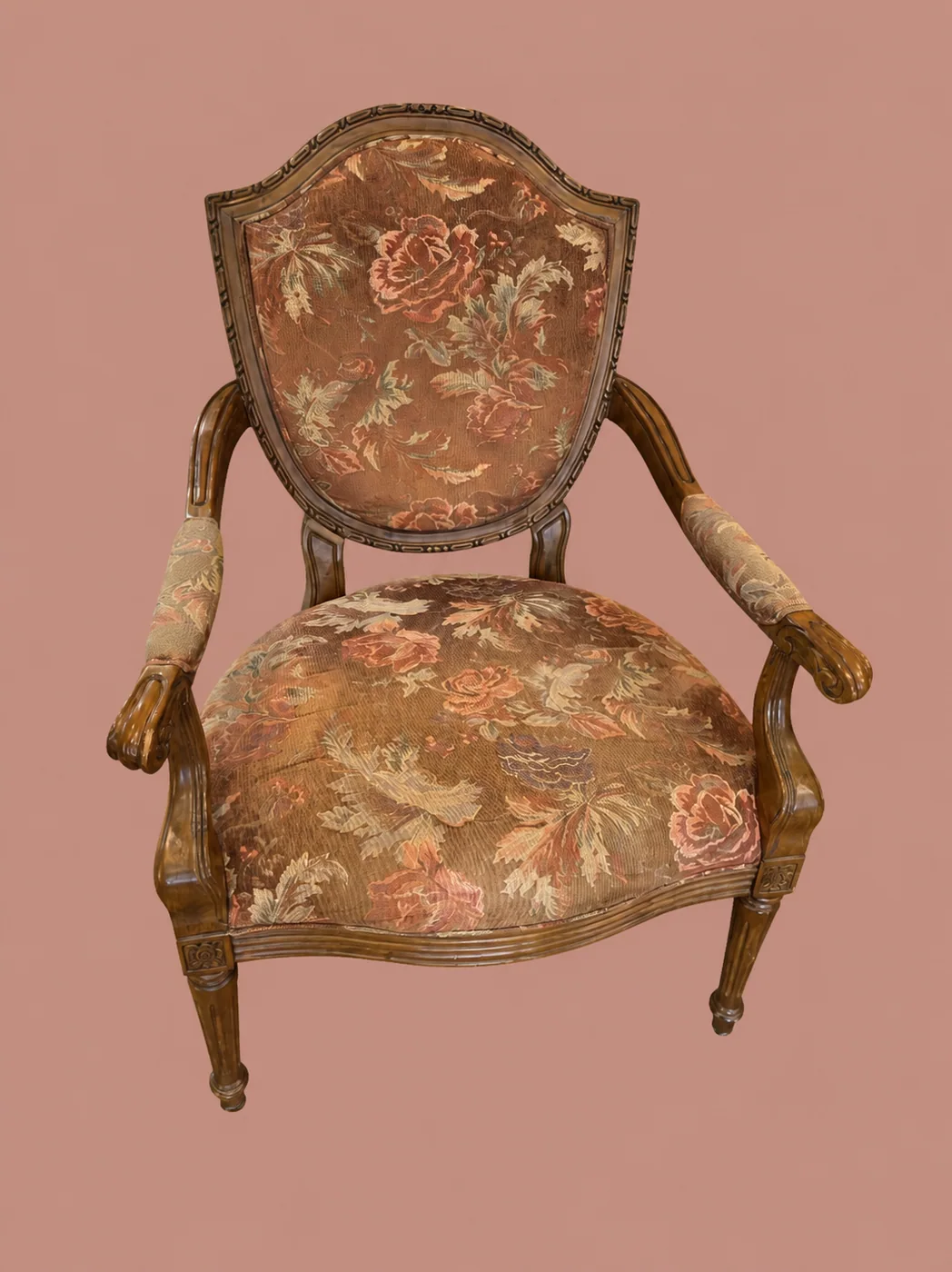 Floral Tapestry Armchair by Maker unrecorded
