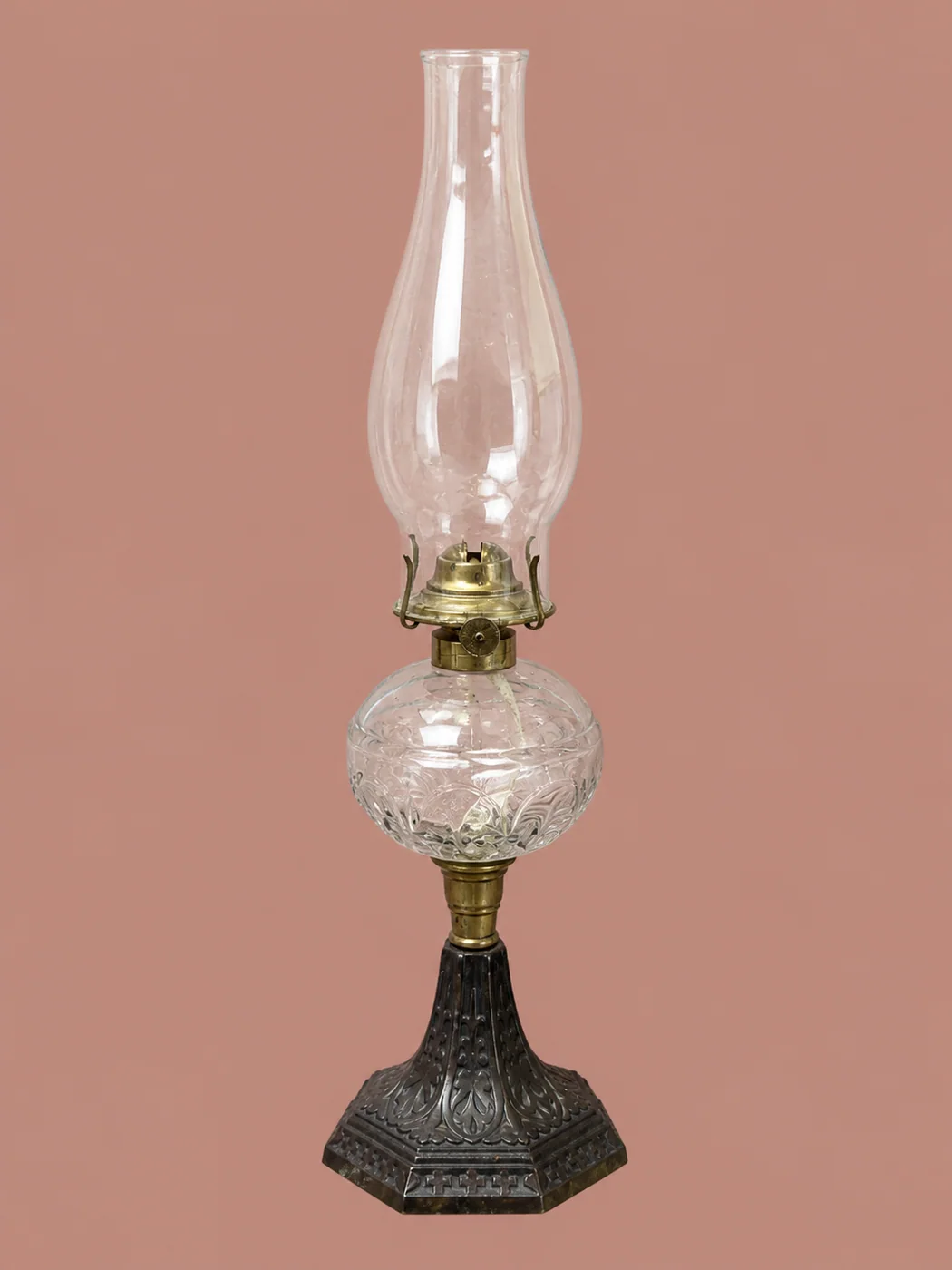 Pressed-Glass Oil Lamp by Maker unrecorded
