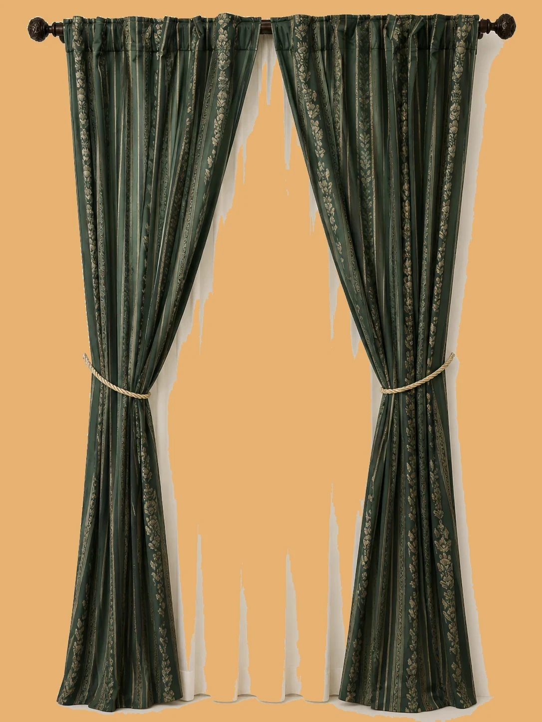 Matched Teal Curtain Set by Maker unrecorded