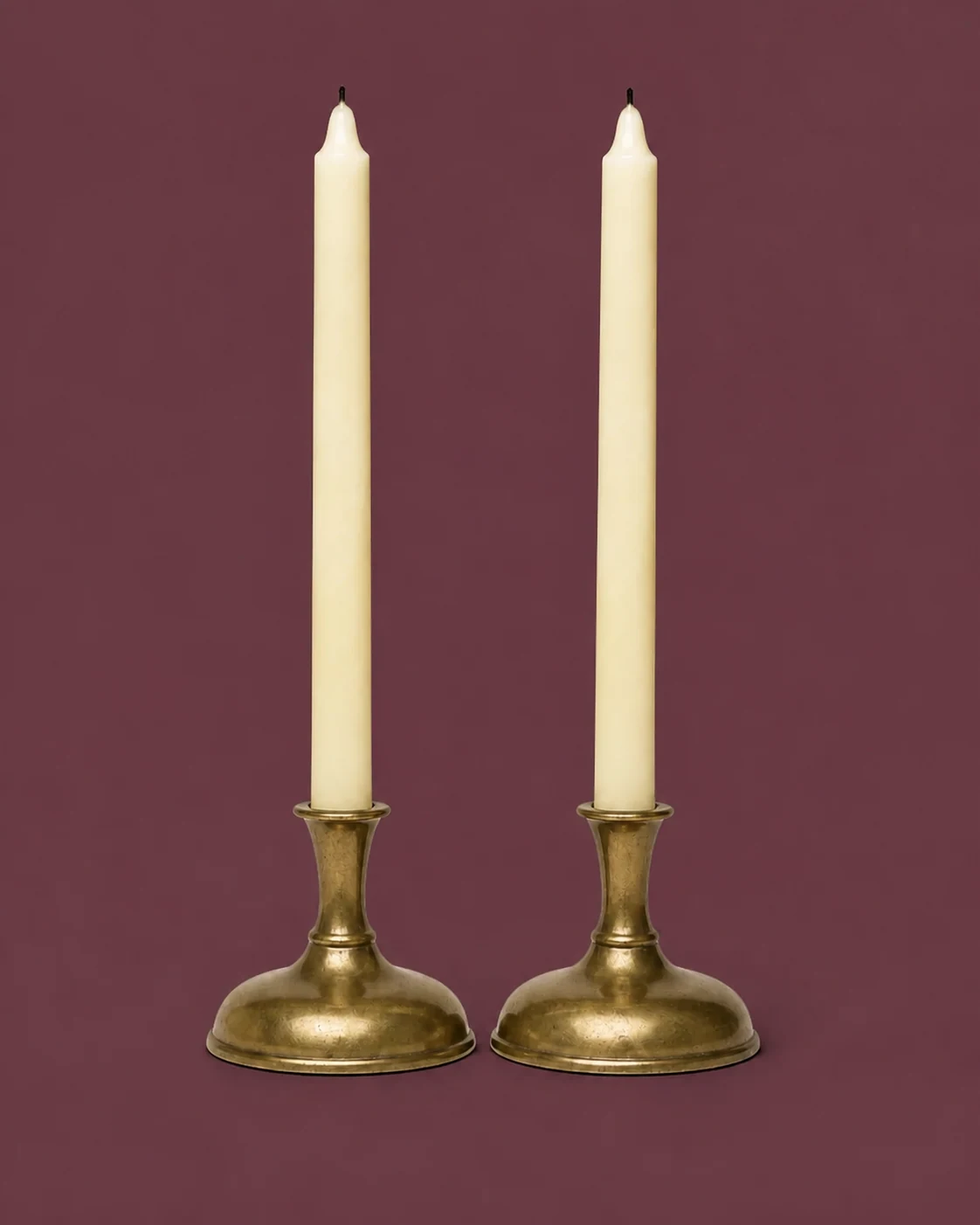 Pair of Brass Candlesticks by Maker unrecorded