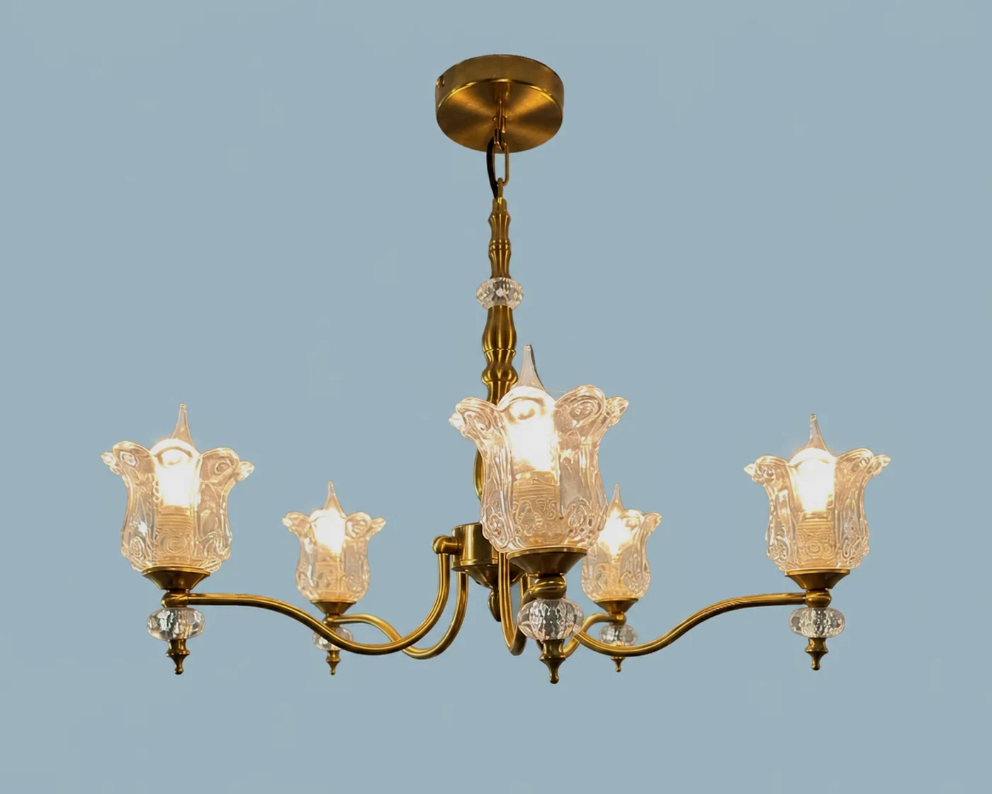 Floral Glass Chandelier by Maker unrecorded
