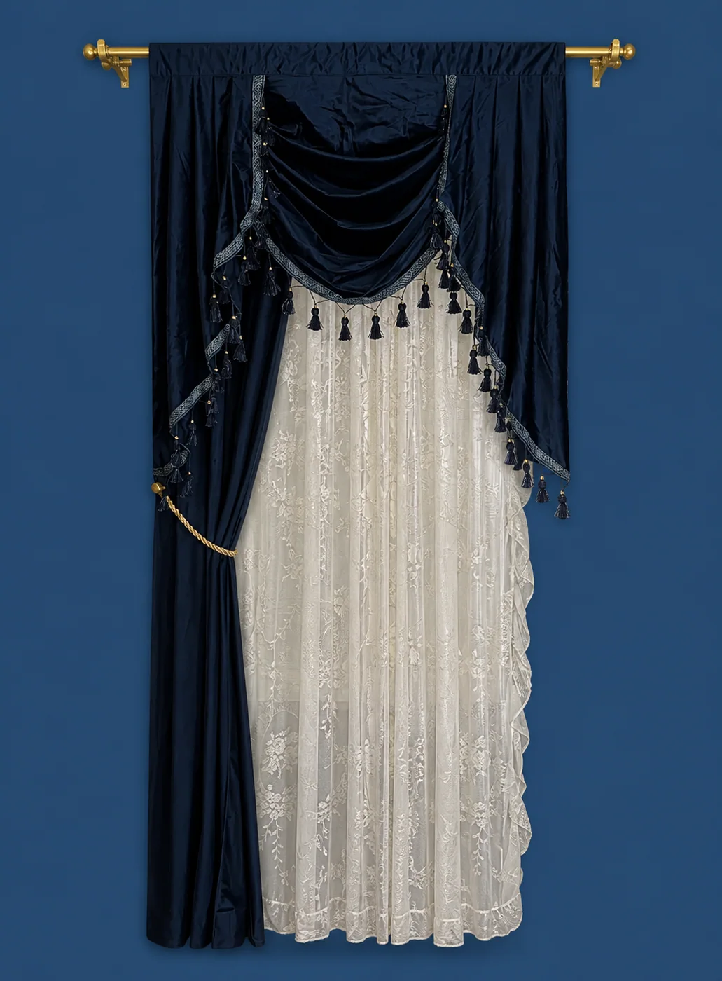 Tasseled Curtain Set by Maker unrecorded