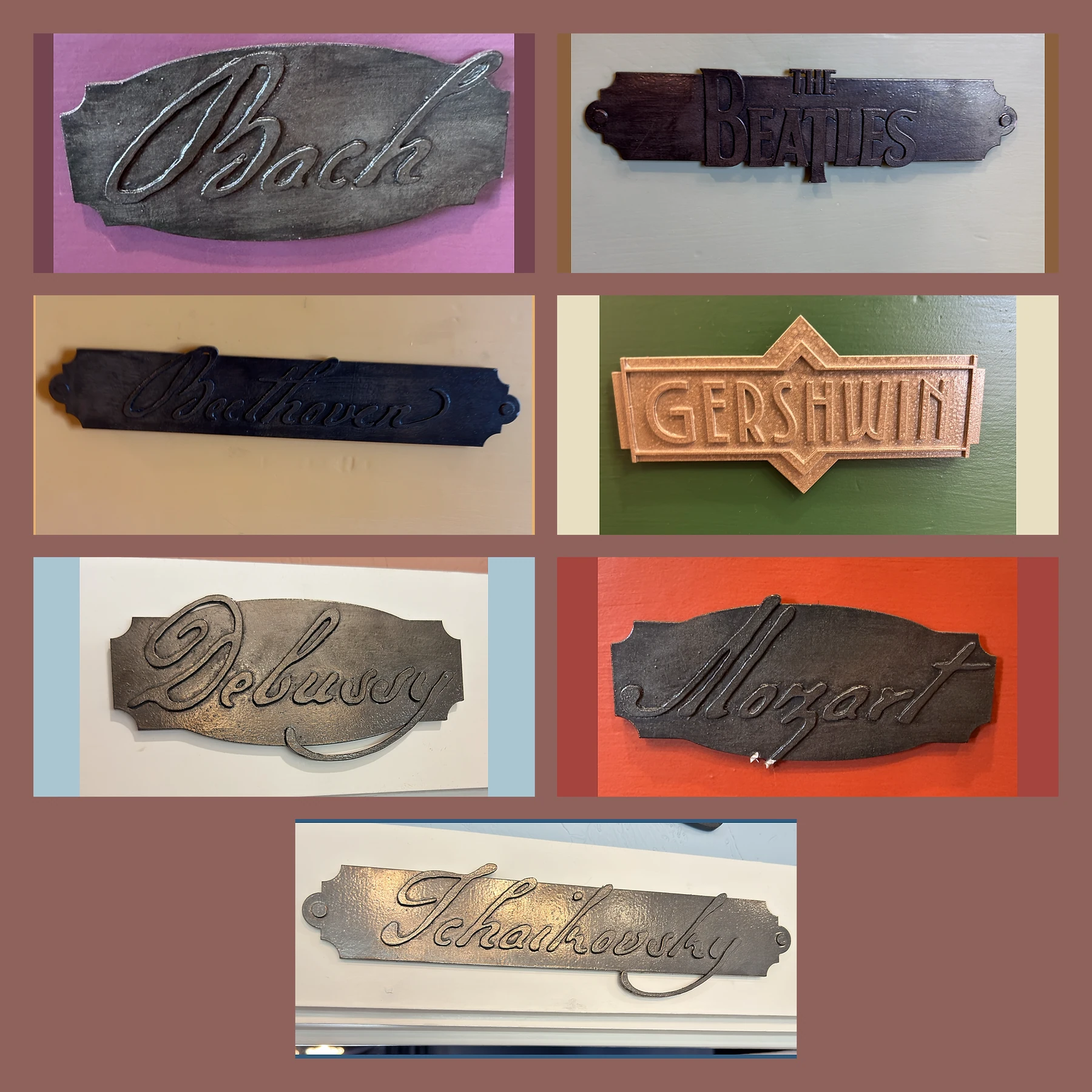 Composer Door Nameplates by Jeff Bowman, Oklahoma City