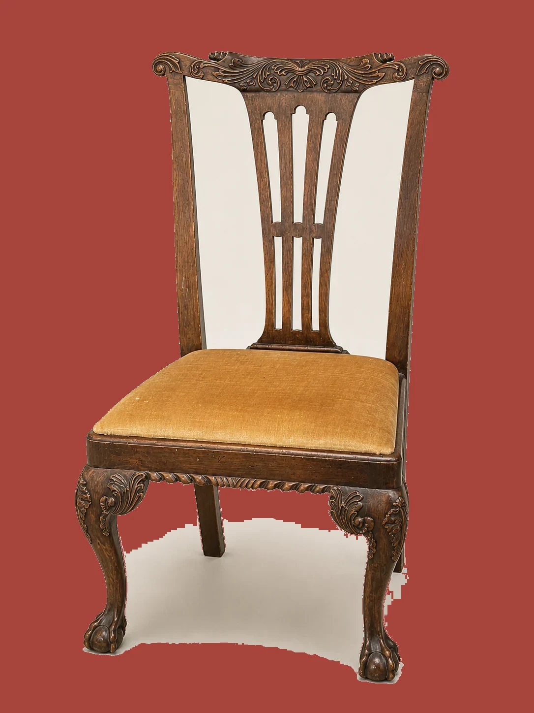 Golden-Seat Carved Chair by Maker unrecorded