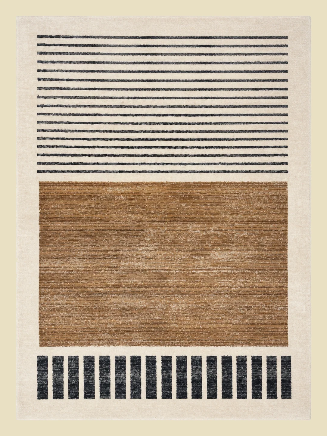Modern Striped and Textured Room Rug by Maker unrecorded