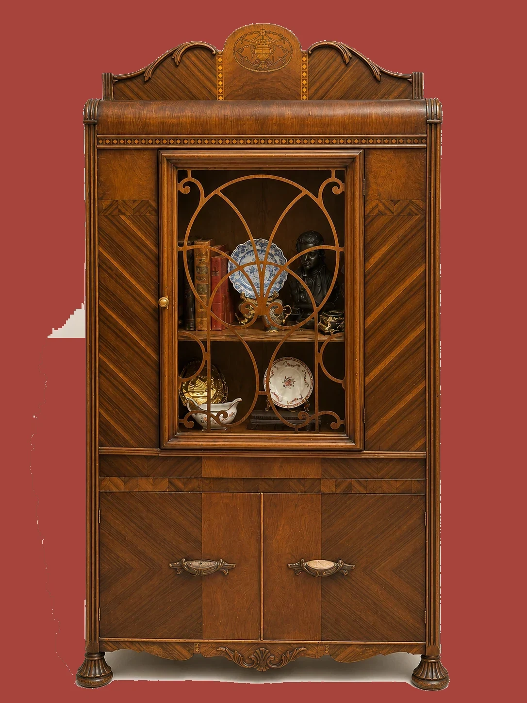 Dark Wood Display Hutch by Maker unrecorded