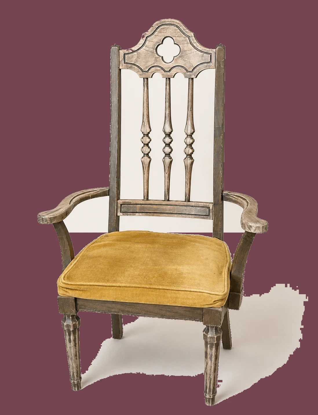 Distressed Spindle-Back Armchair by Maker unrecorded