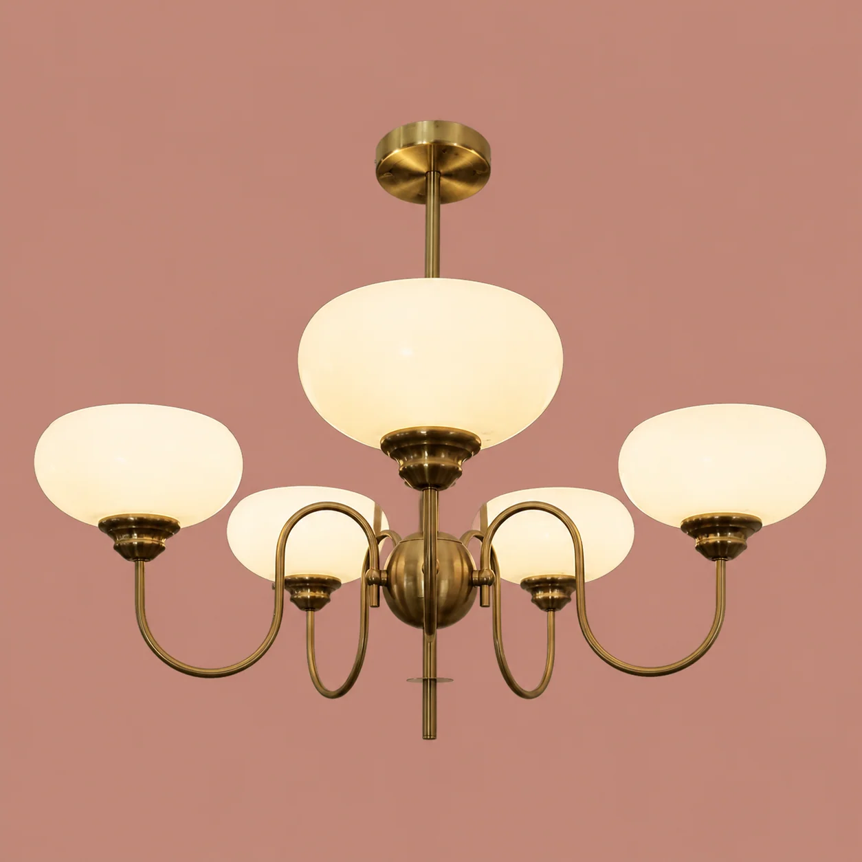 Five-Globe Chandelier by Maker unrecorded