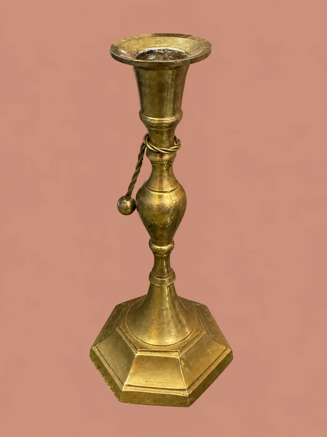 Hexagonal Brass Candlestick by Maker unrecorded