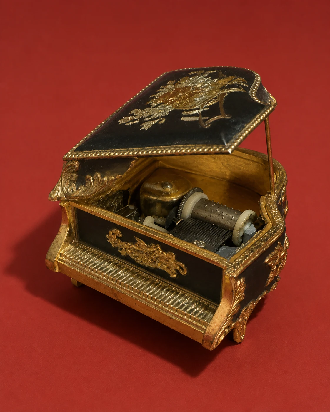 Miniature Grand Piano Music Box by Maker unrecorded