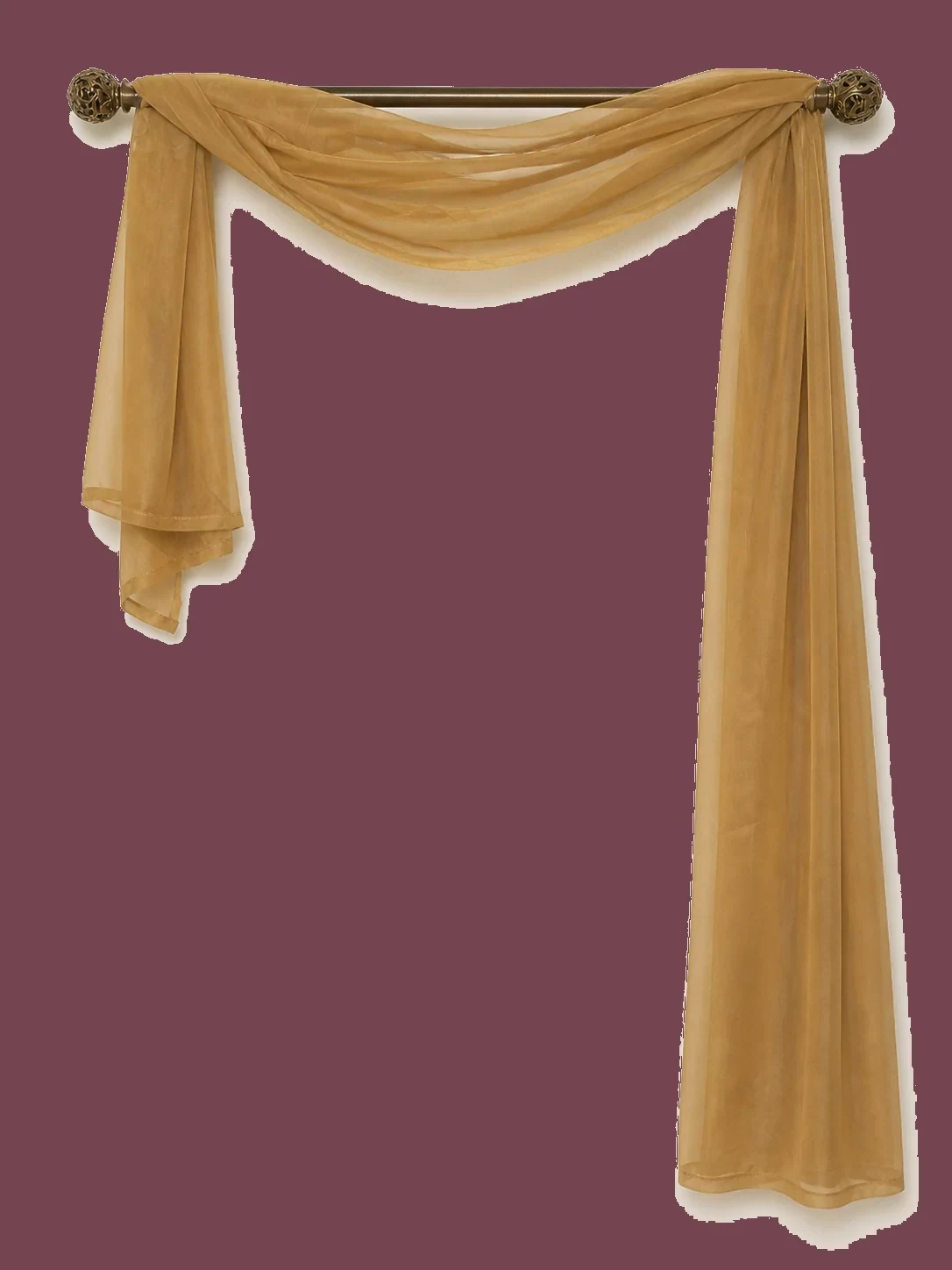 Asymmetric Antique-Gold Window Drape by Maker unrecorded